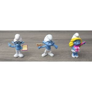 Peyo‎ Smurfs McDonalds Set of 3 PVC Figures Brainy Grouchy Smurfette